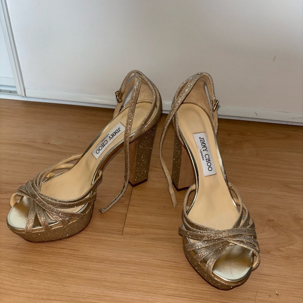 Jimmy Choo Glittering Gold Heels - Picture 3 of 3